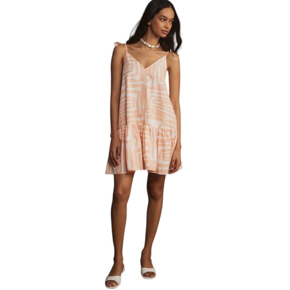 Maeve Anthropologie Sleeveless Flounce Swing Mini Dress Peach XS - Picture 1 of 3